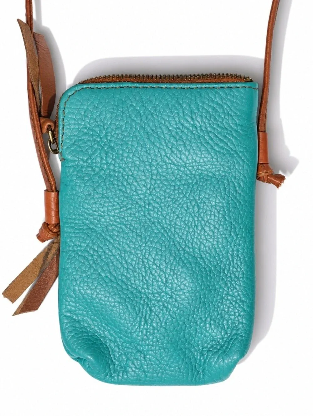 Vera Pelle Turquoise Genuine Leather Crossbody Pouch Made In Italy - Picture 3 of 7